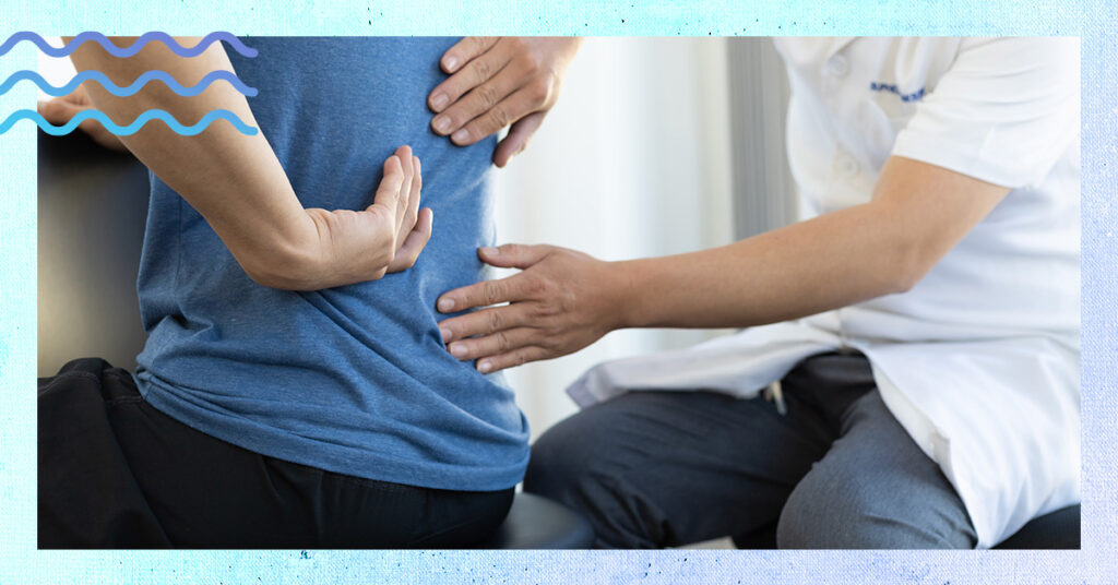 Touching lower back
