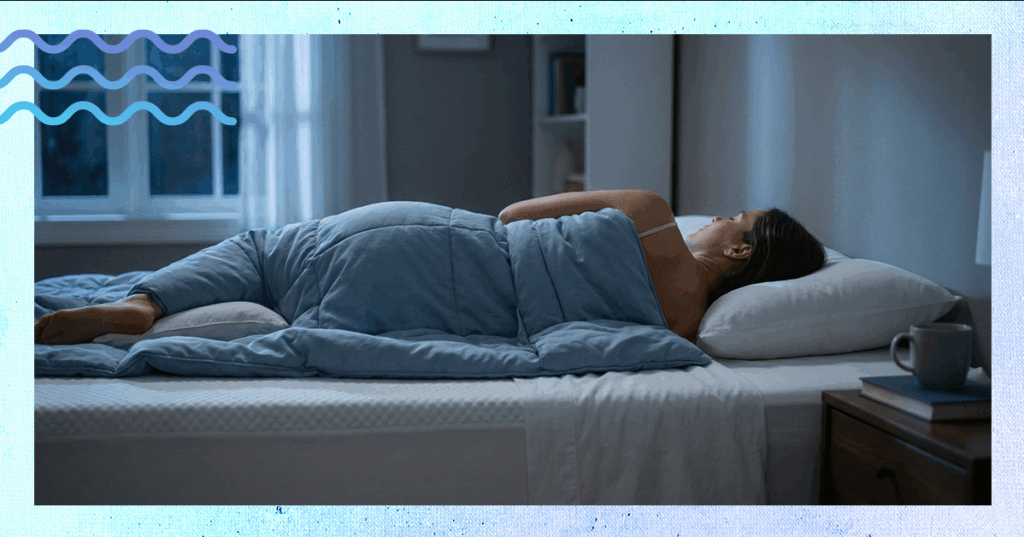 Woman sleeping on a bed.